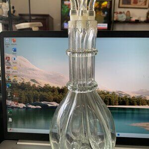Vintage 4 chambered Wine Liquor Canister Made in France Hand Blown